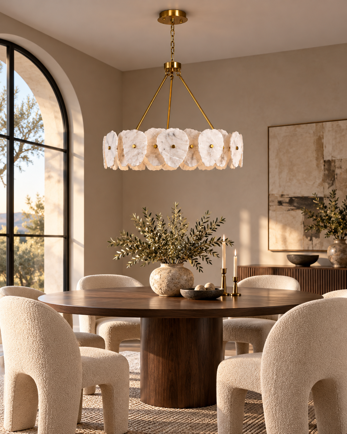 Aurelia Muğla marble chandelier — modern dining room, light on