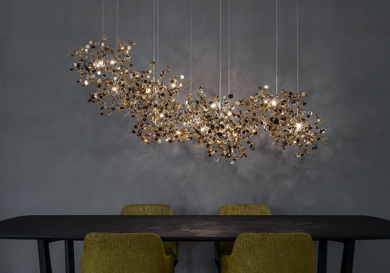 Pilea Pendant Chandelier: Modern Brass Lighting, Art Deco Style