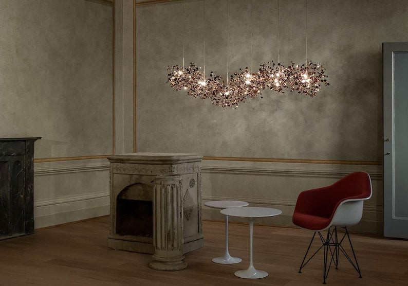 Pilea Pendant Chandelier: Modern Brass Lighting, Art Deco Style