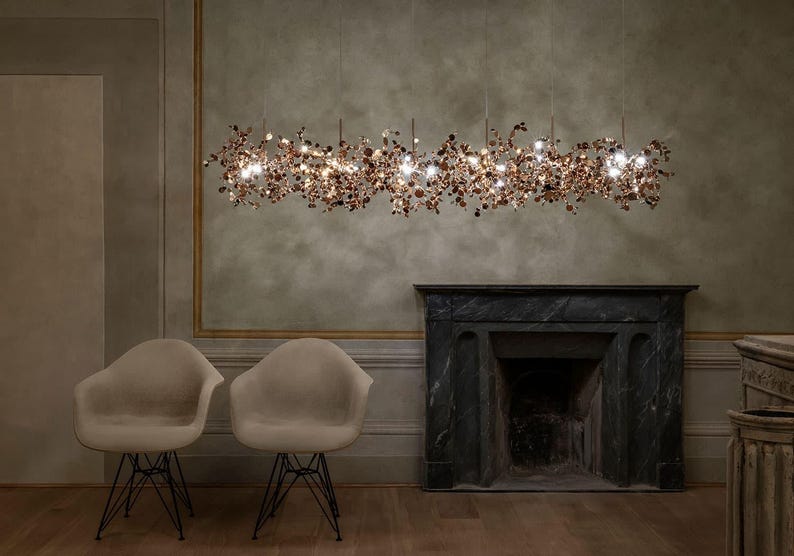 Pilea Pendant Chandelier: Modern Brass Lighting, Art Deco Style
