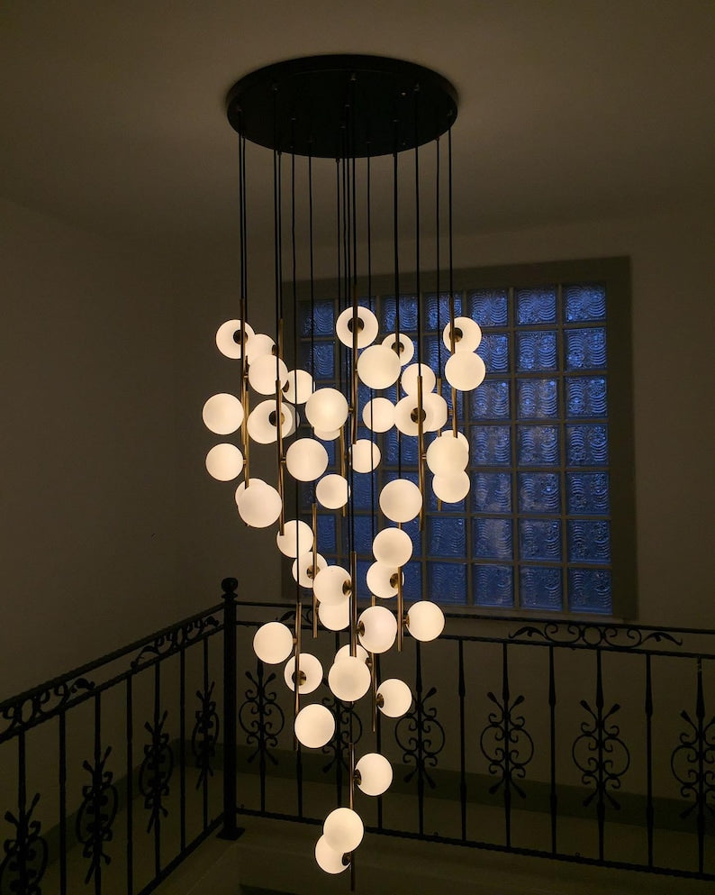Trio Pendant Light, Modern Multi Light Cluster Chandelier ,Art Deco Light ,Mid Century Modern,Light Brass Pendant Lamp-lamps