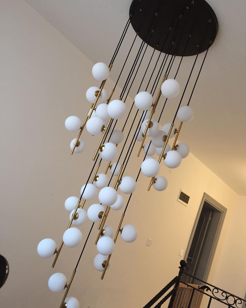 Trio Pendant Light, Modern Multi Light Cluster Chandelier ,Art Deco Light ,Mid Century Modern,Light Brass Pendant Lamp-lamps