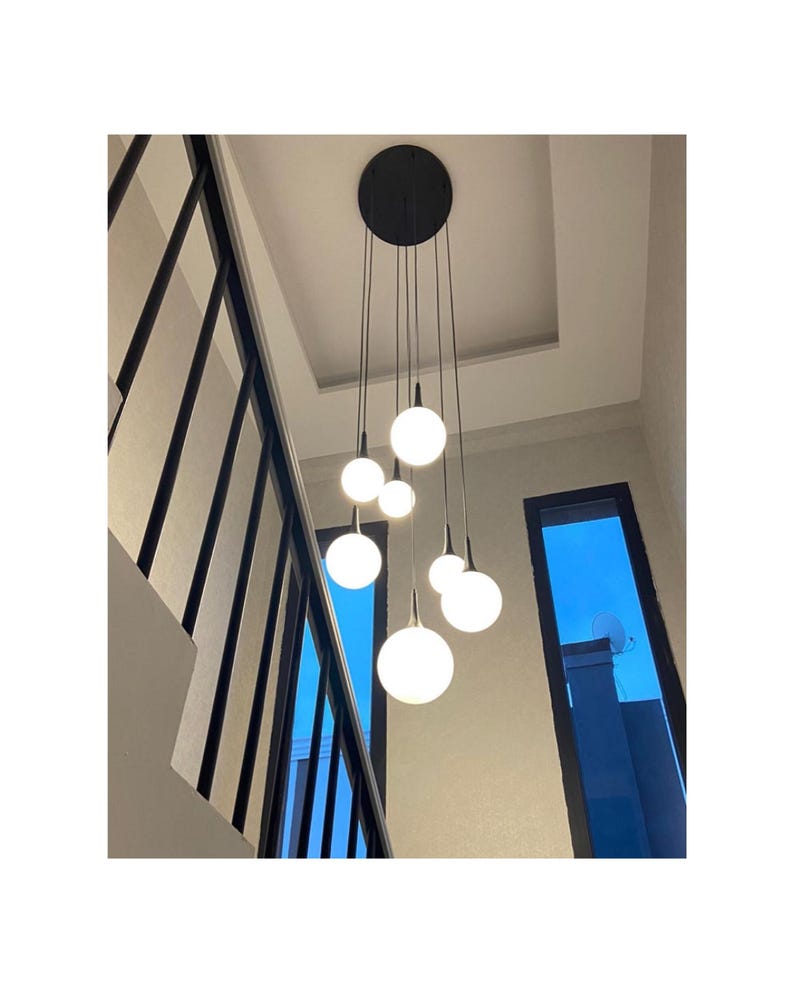 Milky Glass Pendant Chandelier Art Deco Lights – Customizable Lighting Fixture for Staircases, Foyers,Modern light-lampss