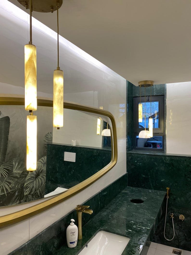 Art deco Long Marble Pendant Light - Nature-Inspired Design light, Brass Pendant lamp, Marble Chandelier,Modern Pendant Light,Art deco lamps