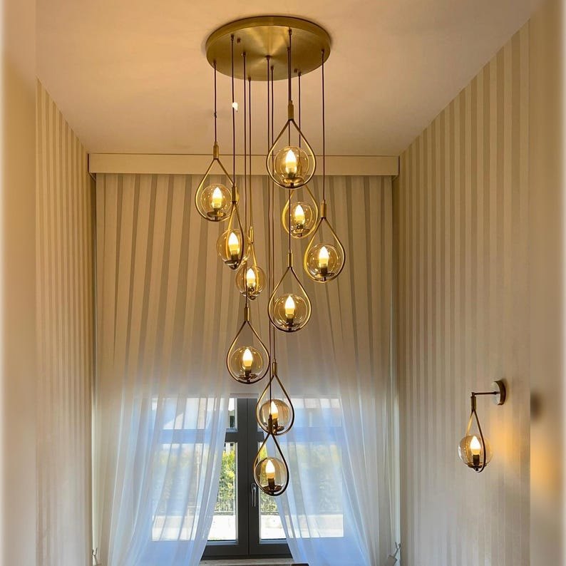 Milky Glass Pendant Chandelier Art Deco Lights – Customizable Lighting Fixture for Staircases, Foyers,Modern light-lamps