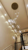 Handmade Blown Glass Chandelier , Modern glass chandelier , Art deco lamp , Minimalist Lighting , Brass lighting, pendant lights