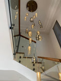Modern Blown Glass Pendant Light – Customizable Chandelier with Blown Glass Light - Minimalist Lighting,Honey and smoked glass