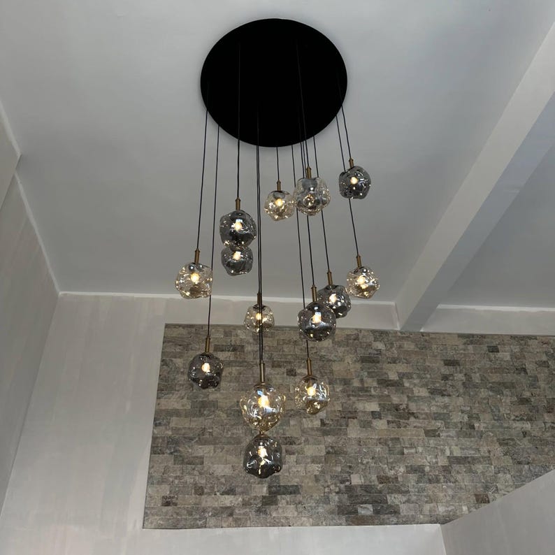 Trapezoidal glass Pendant Light-Modern Pendant Light- Blown Glass Pendant Chandelier -Customizable color Finish, lamps , Amorpheus