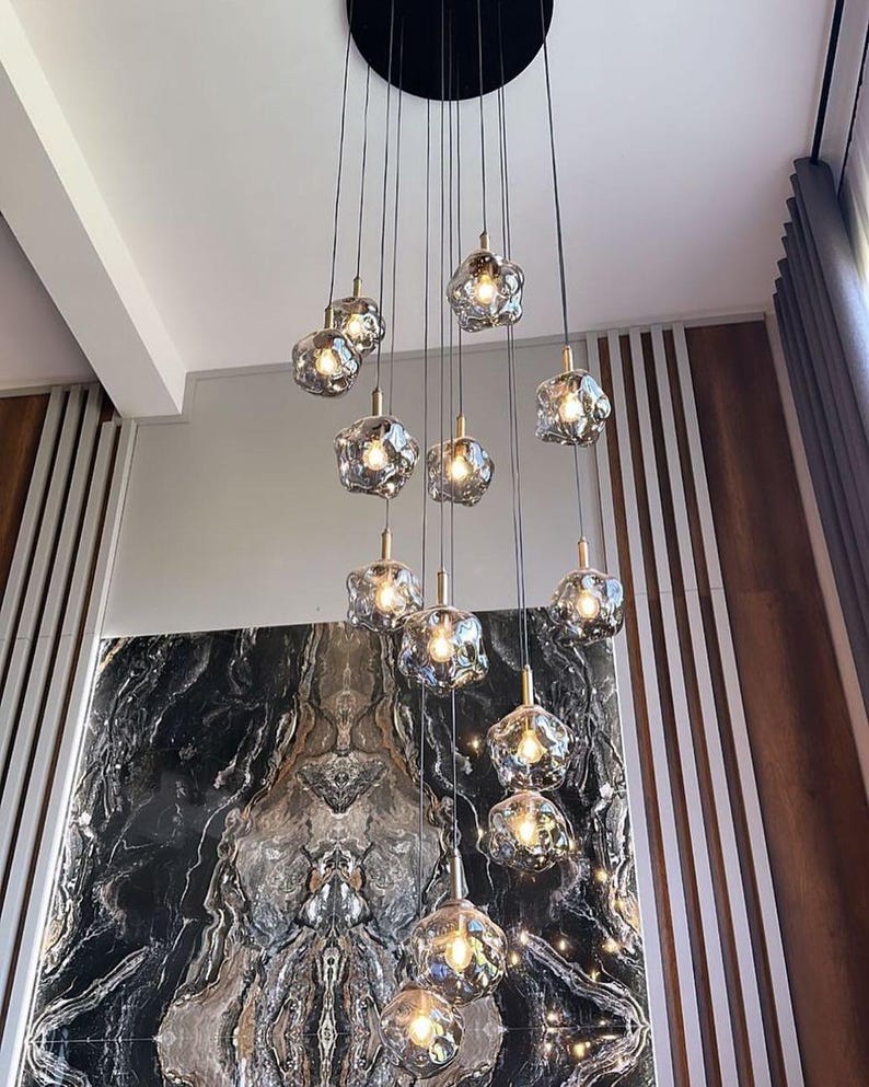 Trapezoidal glass Pendant Light-Modern Pendant Light- Blown Glass Pendant Chandelier -Customizable color Finish, lamps , Amorpheus