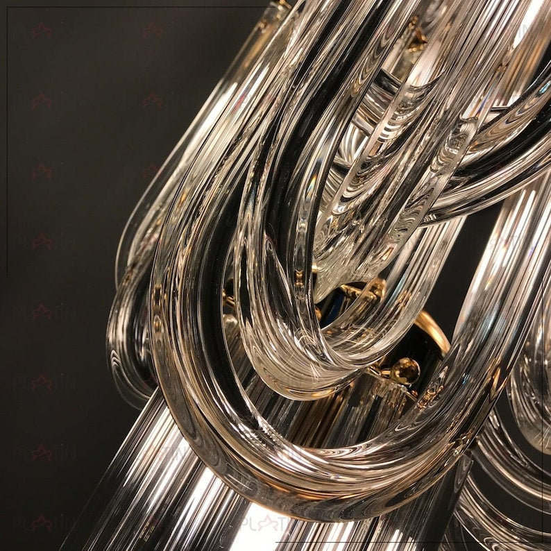 Venezia Crystal Chandelier | Murano Art Deco Lighting | Gold, Silver, Brass | Staircase, Dining Light, Crystal Foyer Chandelier