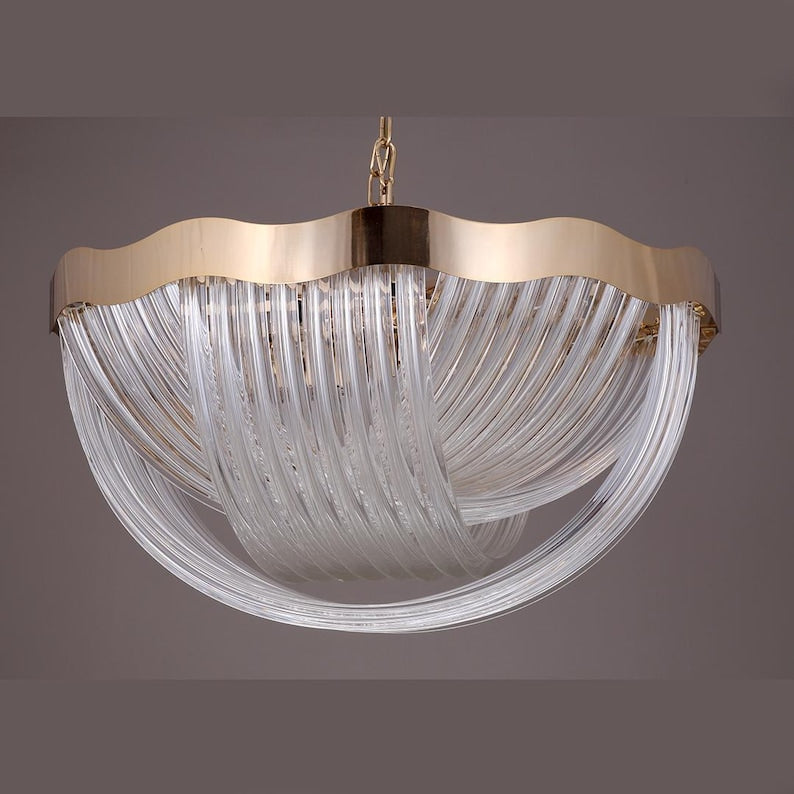 Venezia Crystal Chandelier | Murano Art Deco Lighting | Gold, Silver, Brass | Staircase, Dining Light, Crystal Foyer Chandelier