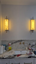 Art Deco Marble Wall Sconce: Handmade Brass Accent Light