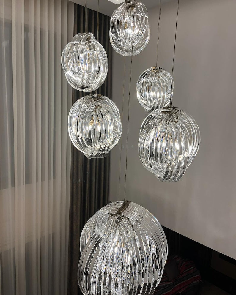 Venezia Crystal Chandelier: Art Deco Staircase Lighting