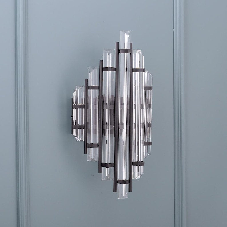 Handmade Brass Crystal Wall Sconce: Art Deco Wall & Ceiling Lamp
