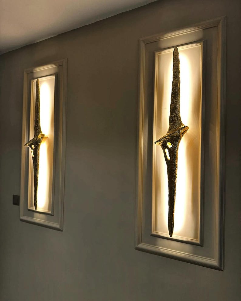 Handmade Brass Spear Wall Sconce: Art Deco Wall & Ceiling Light