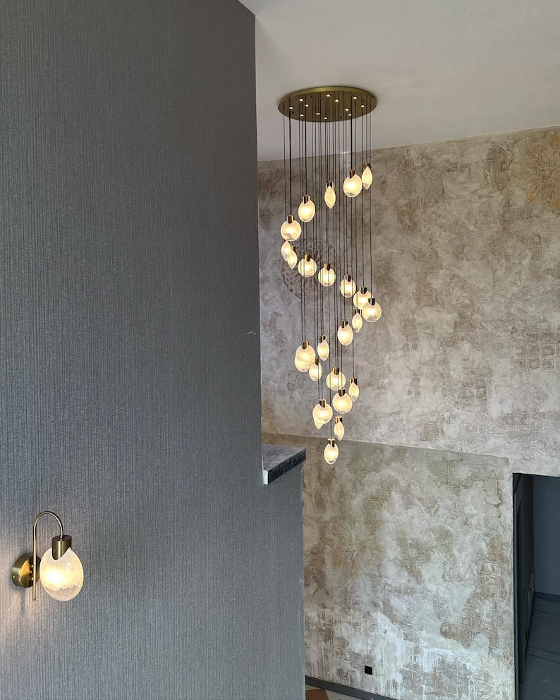 Mussel Modern blown Glass Pendant Light – Multi Light Cluster Ceiling Fixture , foyers , staircase chandelier