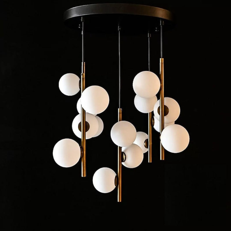 Tripled Pendant Lighting, Modern Multi Light Cluster Chandelier ,Art Deco Light ,Mid Century Modern,Light Brass Pendant Lamp-lamps