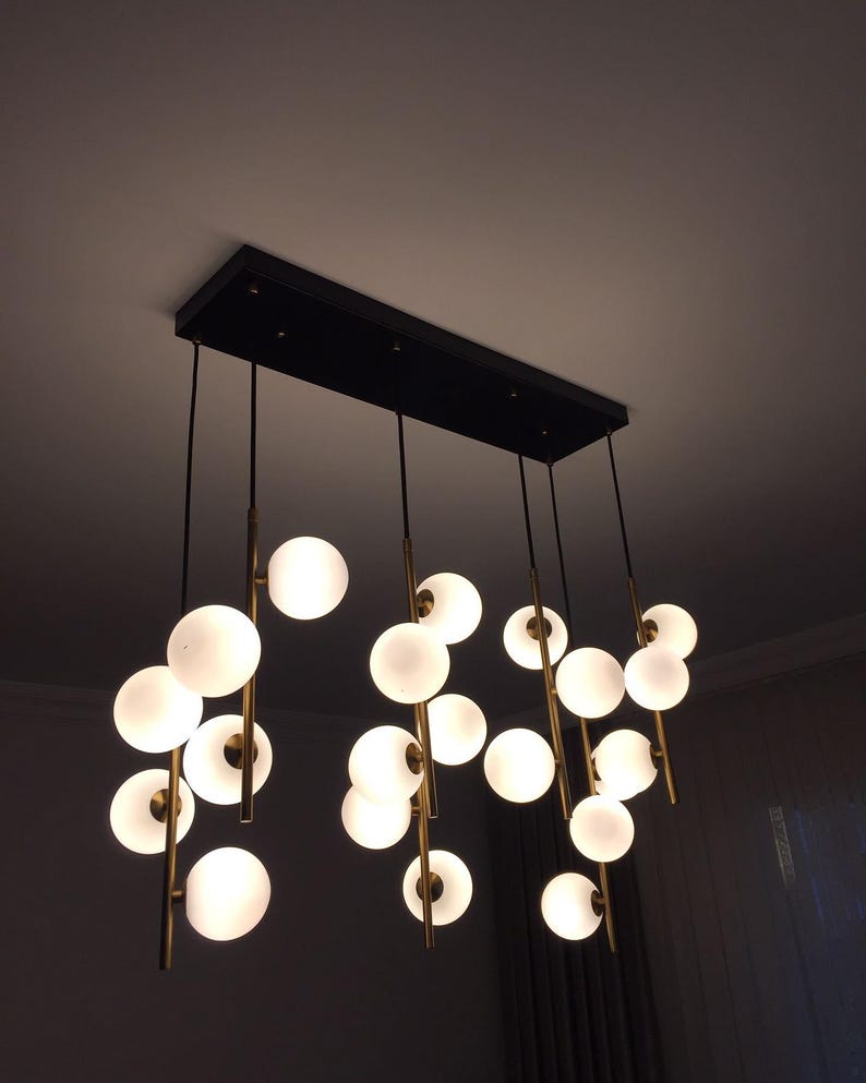 Tripled Pendant Lighting, Modern Multi Light Cluster Chandelier ,Art Deco Light ,Mid Century Modern,Light Brass Pendant Lamp-lamps