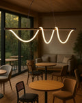 WAVE Free Form LED Pendant Light | Modern Linear Wave Ceiling Lamp | Custom Length Lighting for Dining Room or Office