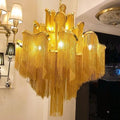 Art Deco Wave Chandelier | Luxury Chain Chandelier | Brass Chain & Stainless Steel Ceiling Light | Designer Foyer Lighting