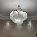 Luxury Wave Glass Chandelier | Tiered Art Deco Chandelier | Modern Classic Ceiling Light | Designer Dining Room & Foyer Lighting