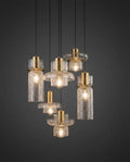 Handmade Crackle Glass Pendant Light – Brass Modern Hanging Lamp