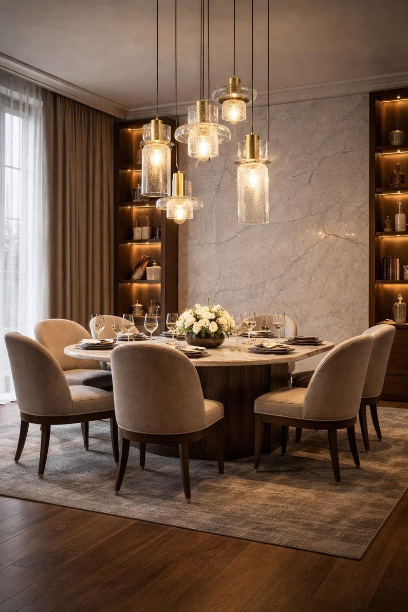 Handmade Crackle Glass Pendant Light – Brass Modern Hanging Lamp