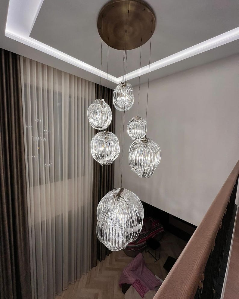 Venezia Crystal Chandelier Pendant Light, Luxury Gold Crystal Ceiling Light, Modern Round Crystal Lamp, Staircase Foyer Lighting