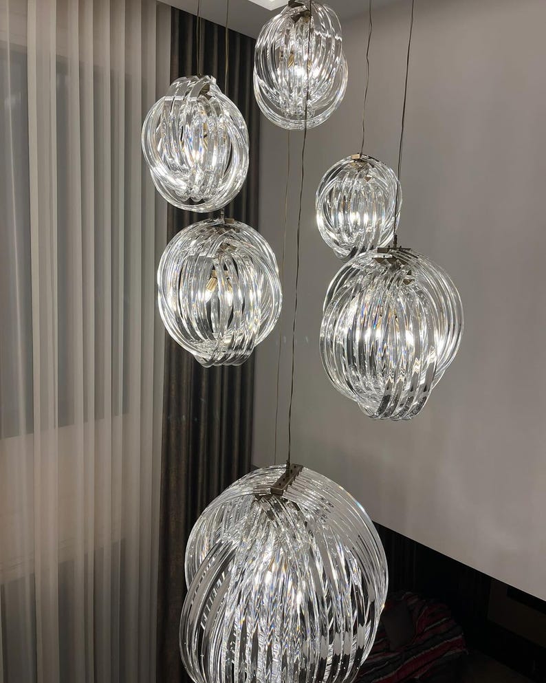 Venezia Crystal Chandelier Pendant Light, Luxury Gold Crystal Ceiling Light, Modern Round Crystal Lamp, Staircase Foyer Lighting