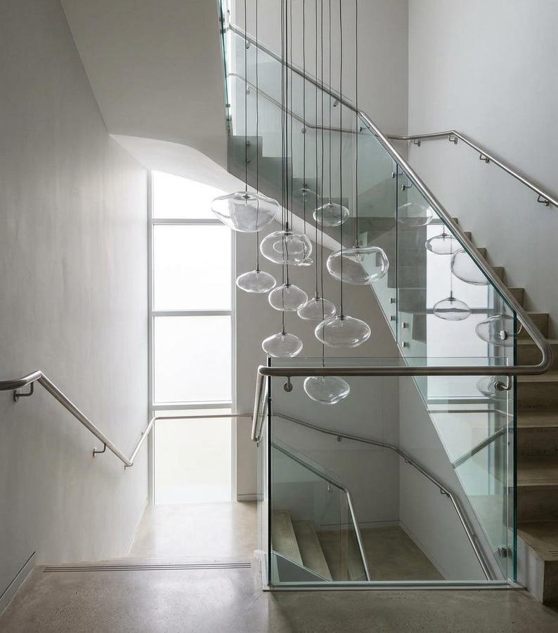 Vela Glass Chandelier, Hand Blown Glass Pendant Light, Bubble Cluster Chandelier, Staircase Chandelier, Modern Luxury Lighting, Custom Light