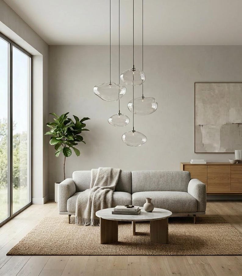 Vela Glass Chandelier, Hand Blown Glass Pendant Light, Bubble Cluster Chandelier, Staircase Chandelier, Modern Luxury Lighting, Custom Light