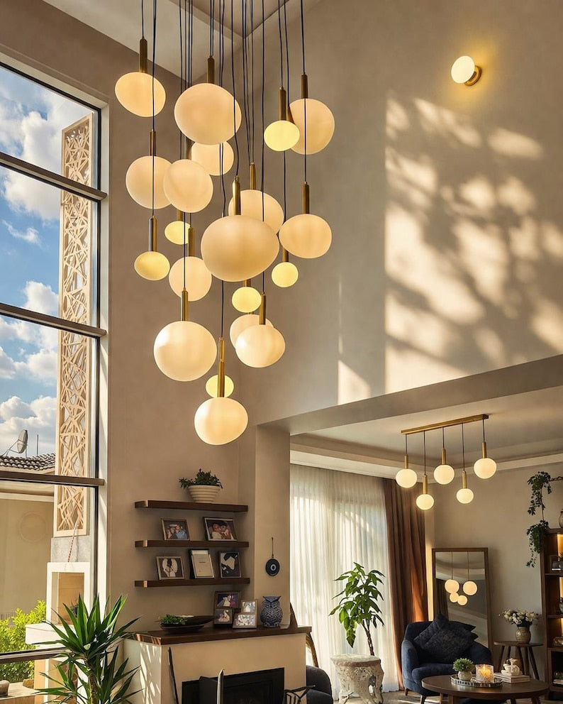 Eggs Modern Milky Glass Pendant Chandelier