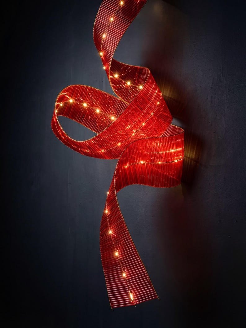 Flying Carpet Chandelier | Handmade Glass Ribbon Light Sculpture | Modern Luxury Pendant Lamp | Size & Color | Free Form Light