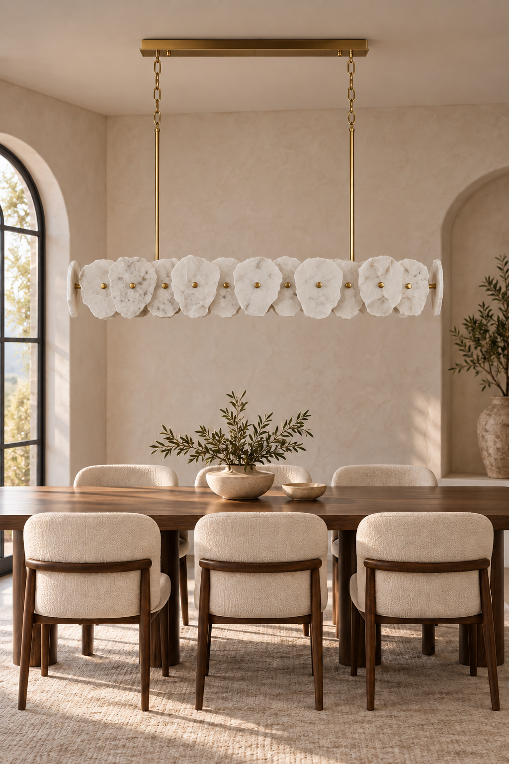 Aurelia Linear Marble Chandelier — light off